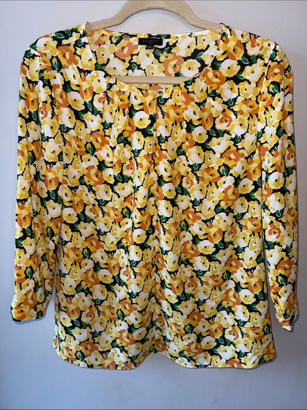 Talbots Sunburst Yellow Floral Long Sleeve Tee.